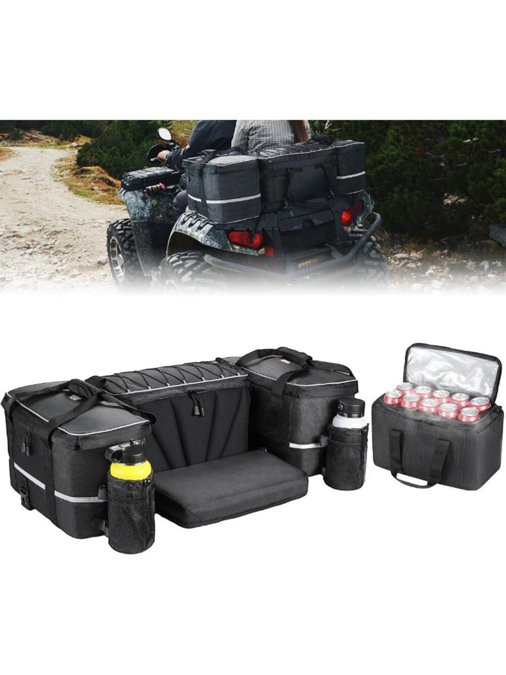 Large 74L ATV Cargo Bag with Cooler | Water-Resistant 4-Wheeler Storage Bag